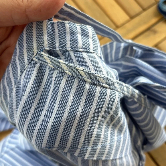 Veronica Beard Grand Off the Shoulder Top Striped Blue White size 0 - Picture 14 of 16